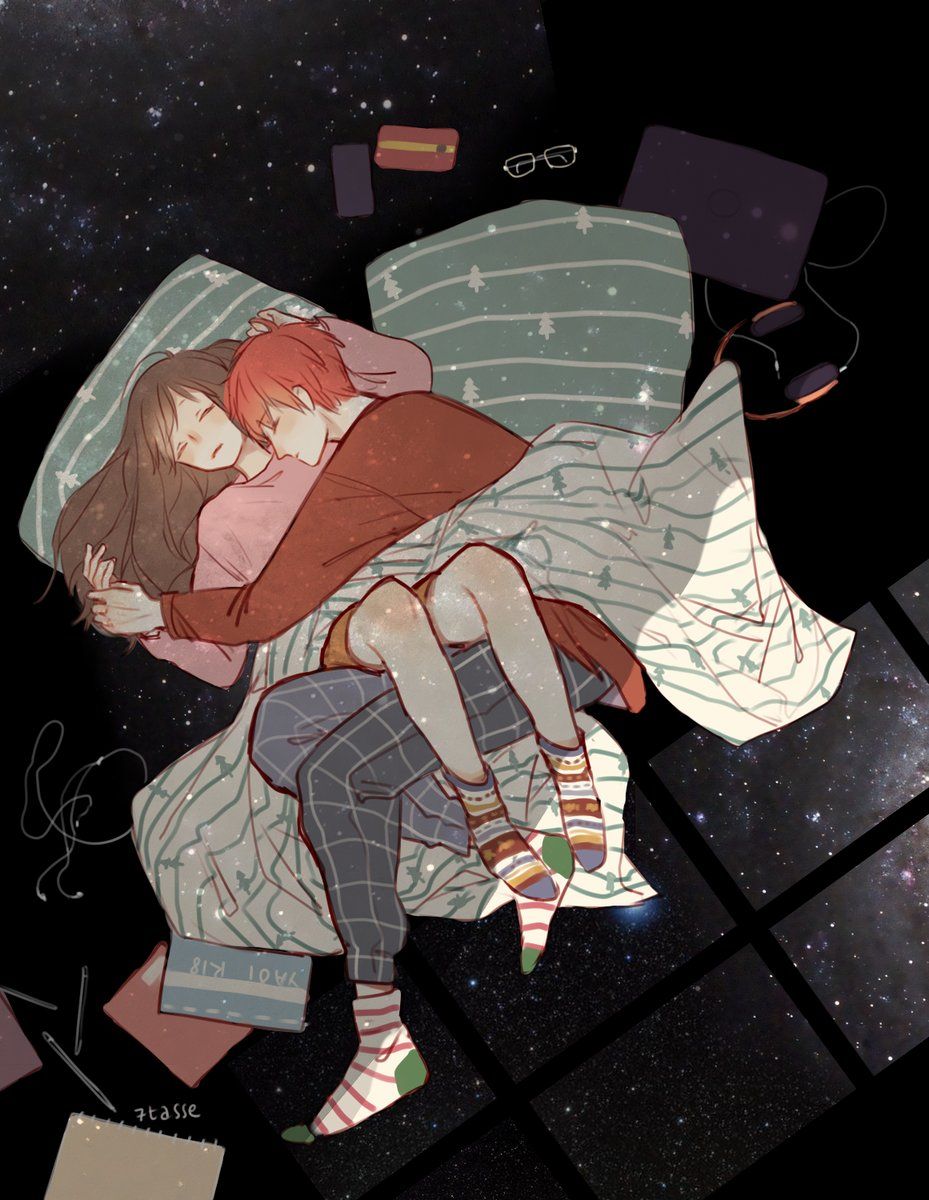 Coppia anime che dorme insieme, 929x1200 Verticale, Telefono