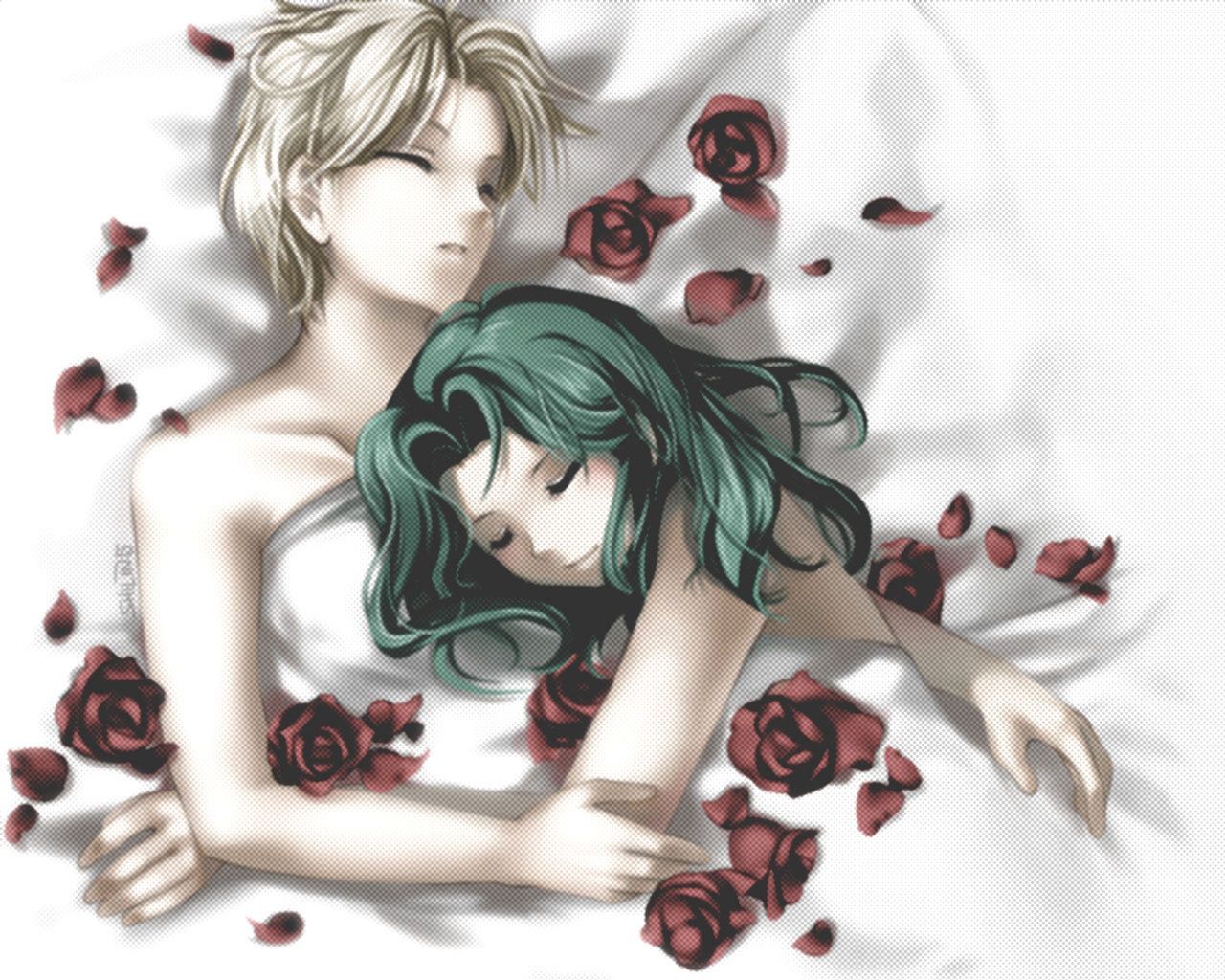Coppia anime addormentata tra rose, 1280x1024 HD, HP Laptop