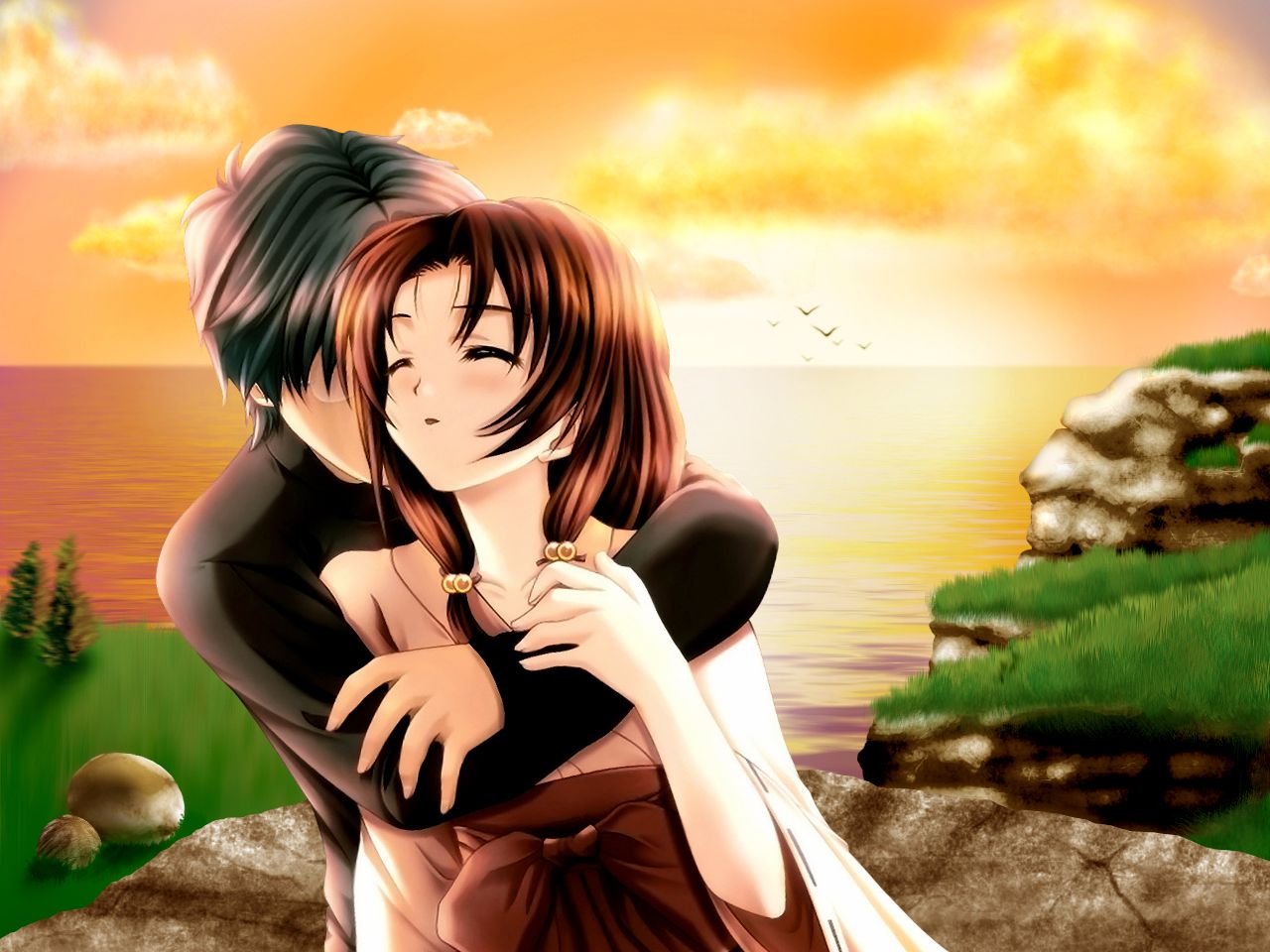 Coppia anime bacio notte, 1920x1080 Full HD 1080p, PC Desktop