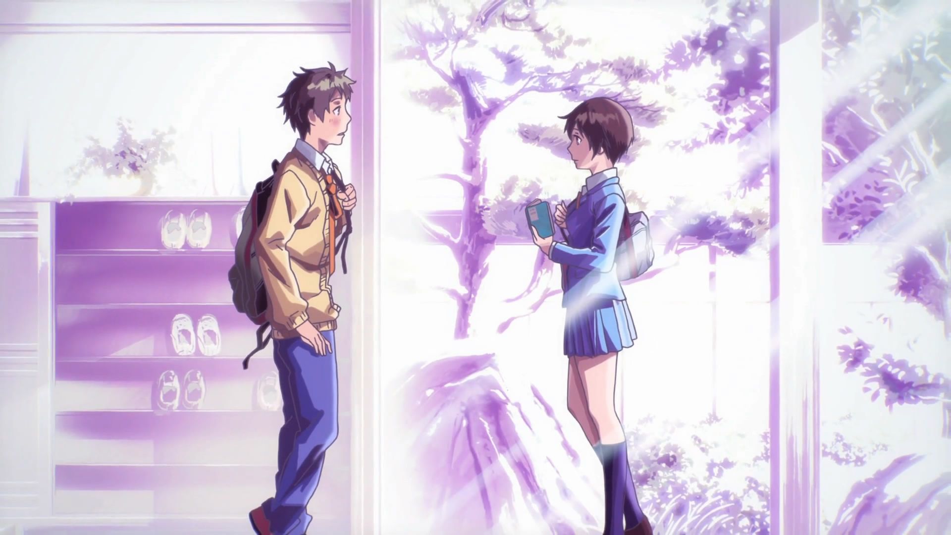Bacio anime yuri, controluce dorato, 1920x1080 Full HD 1080p, Laptop