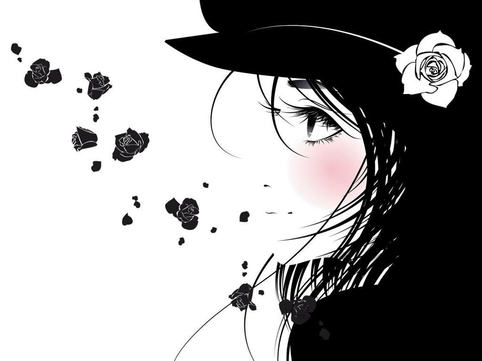 Ragazza anime con rosa nera, 1600x1200 900p, MacBook Air