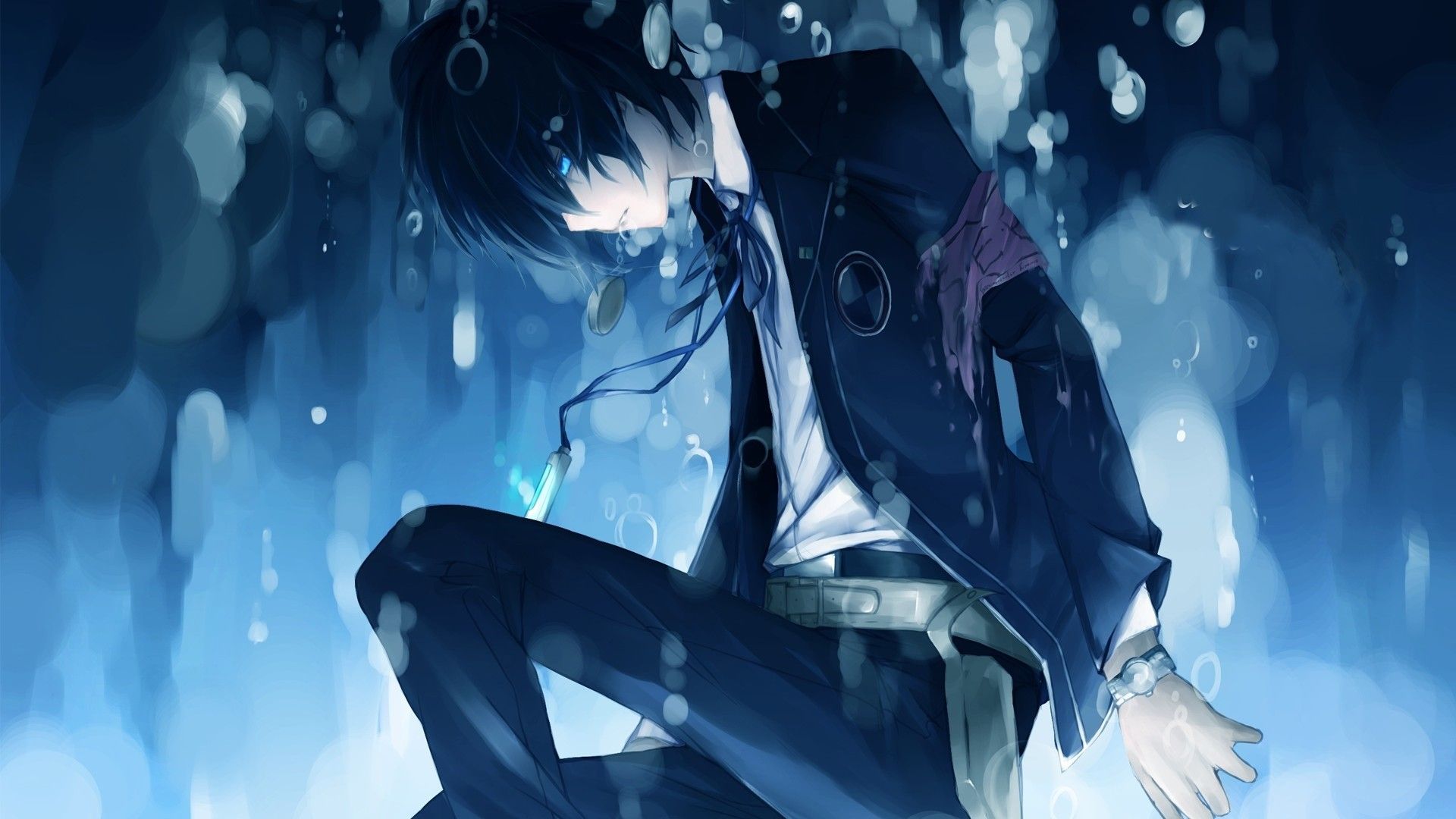 Ragazzo anime pioggia blu, 1920x1080 Full HD 1080p, Desktop