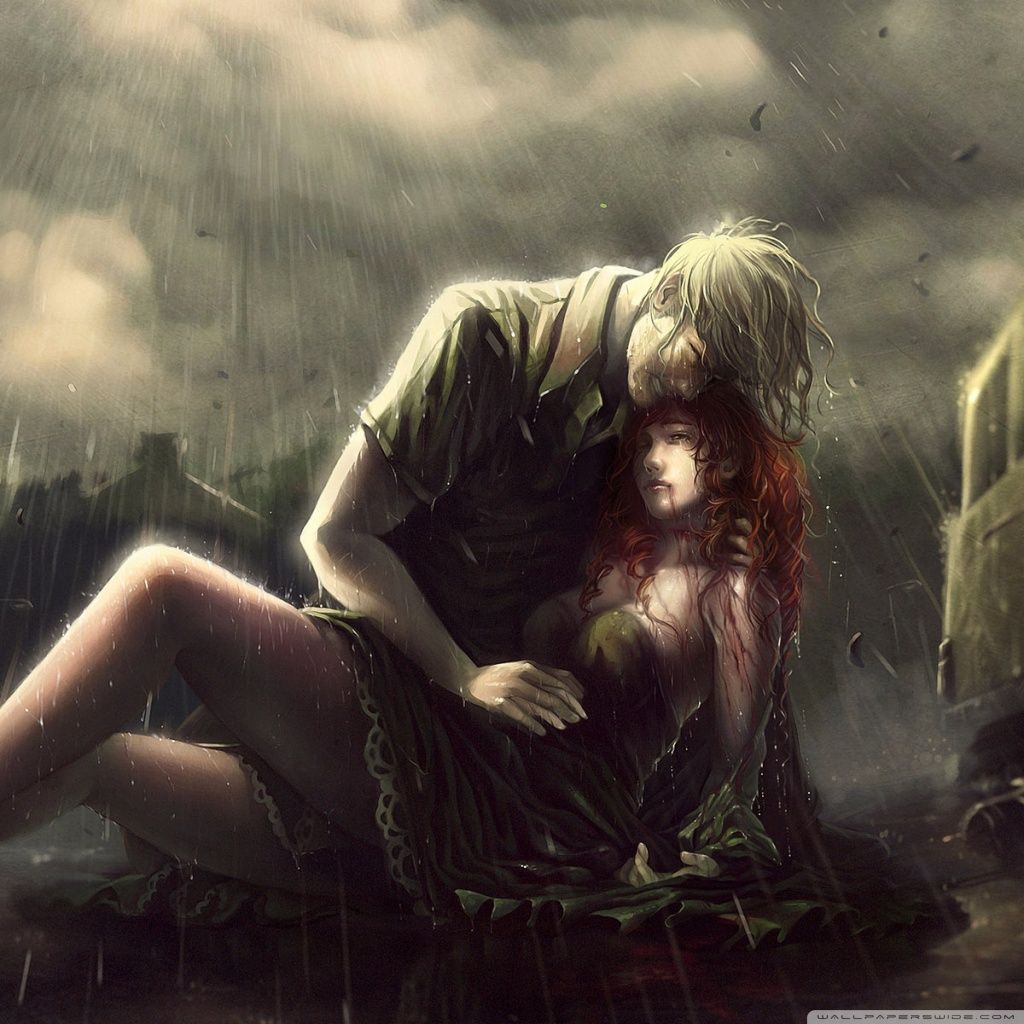 Coppia anime triste sotto pioggia, 1024x1024 HD, iMac