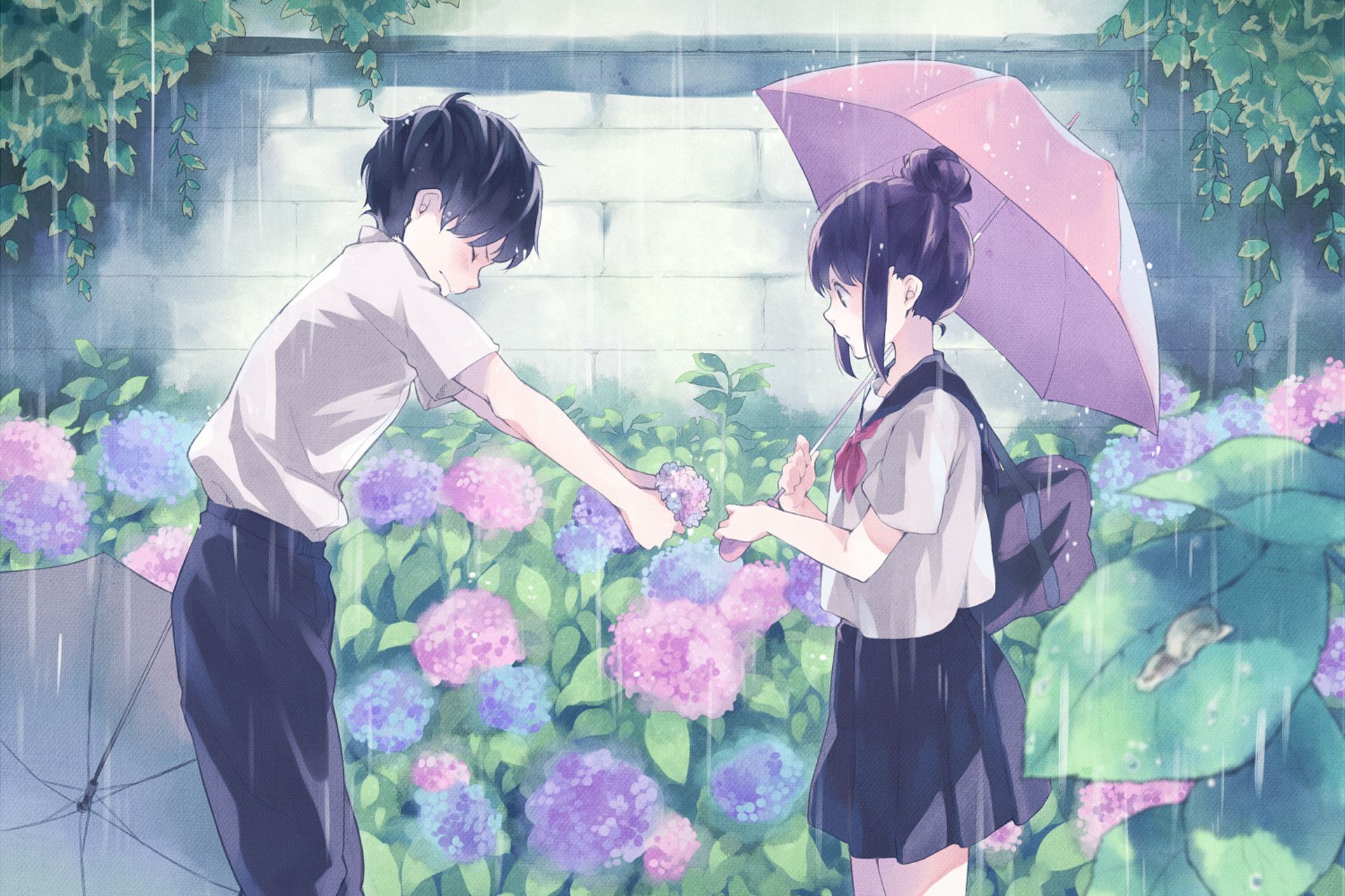 Coppia anime sotto la pioggia, 1920x1280 WUXGA, Laptop