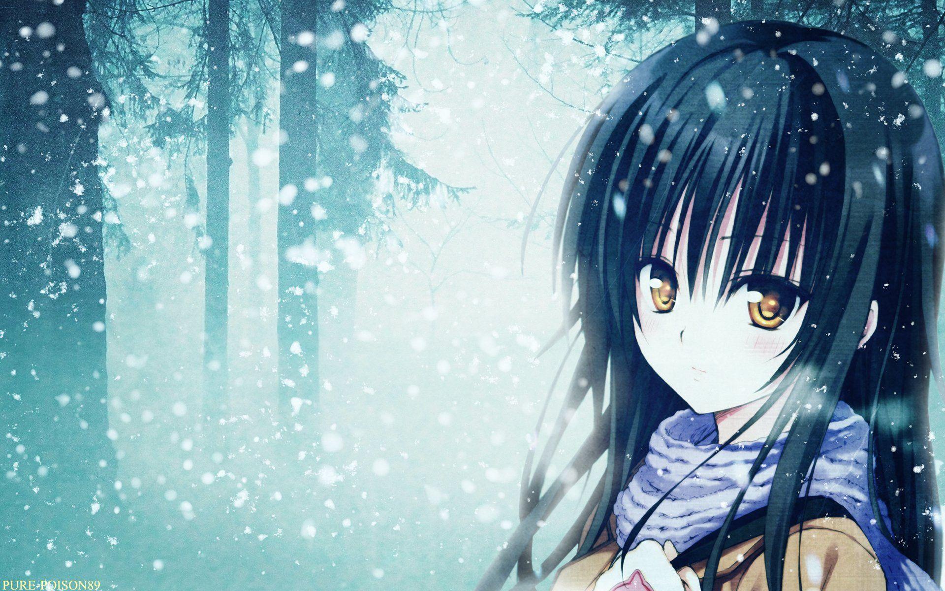 Ragazza anime capelli neri neve, 1920x1200 WUXGA, Laptop
