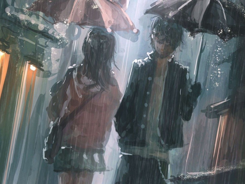 Coppia anime sotto pioggia, 1024x768 HD, Laptop