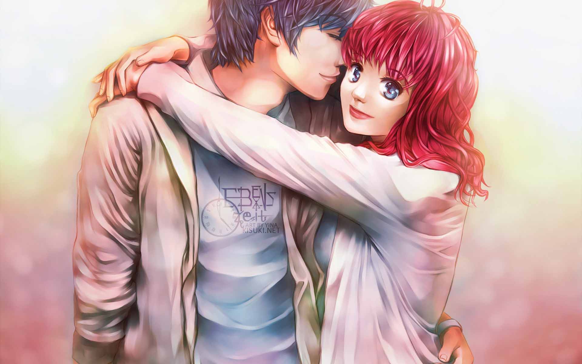 Coppia anime abbraccio notturno, 1080x1920 Verticale, Mobile