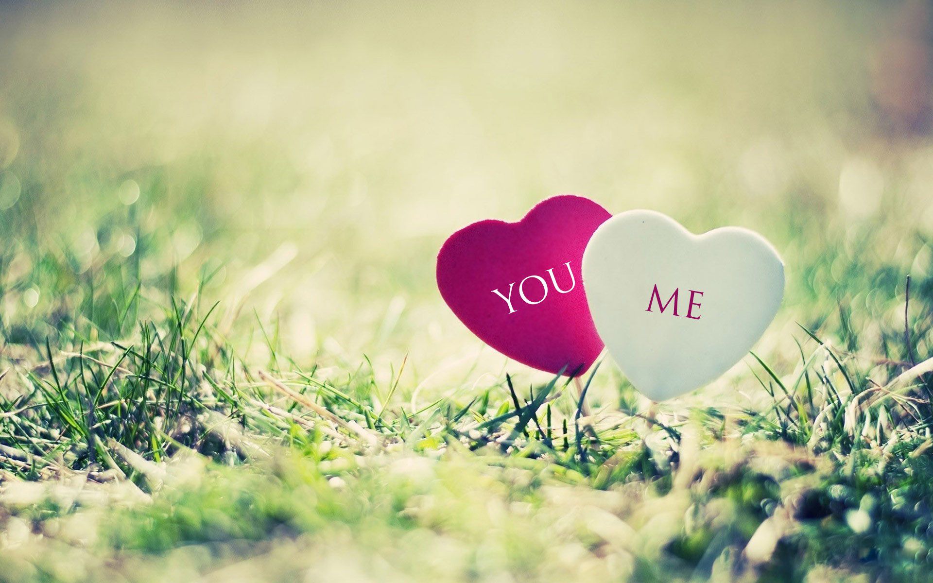 Cuori You e Me sull'erba, 1920x1200 Full HD+, PC