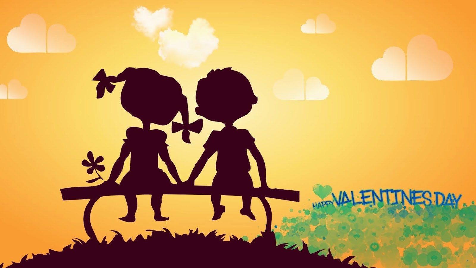 Silhouette coppia bambini panchina, 1600x900 HD, Desktop