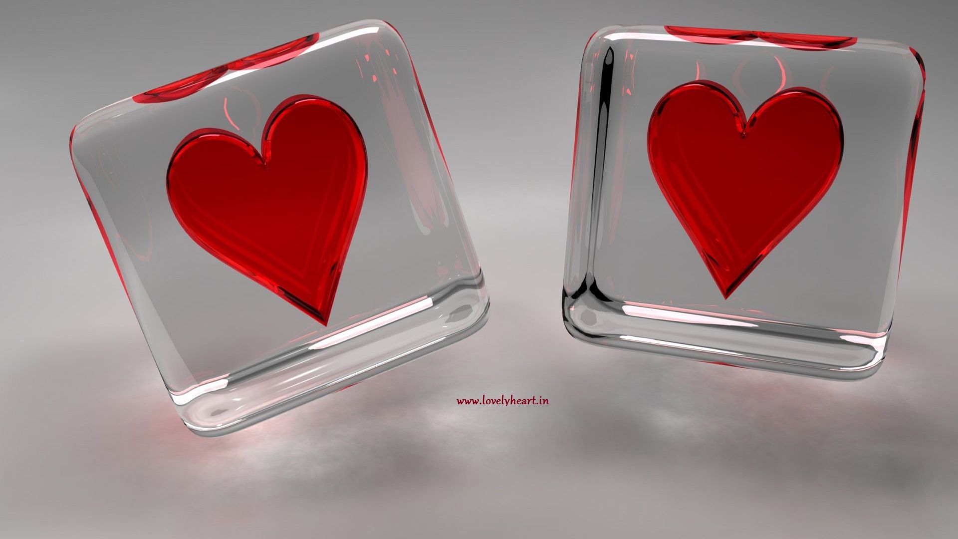 Due cubi trasparenti con cuori rossi, 1920x1080 Full HD, PC