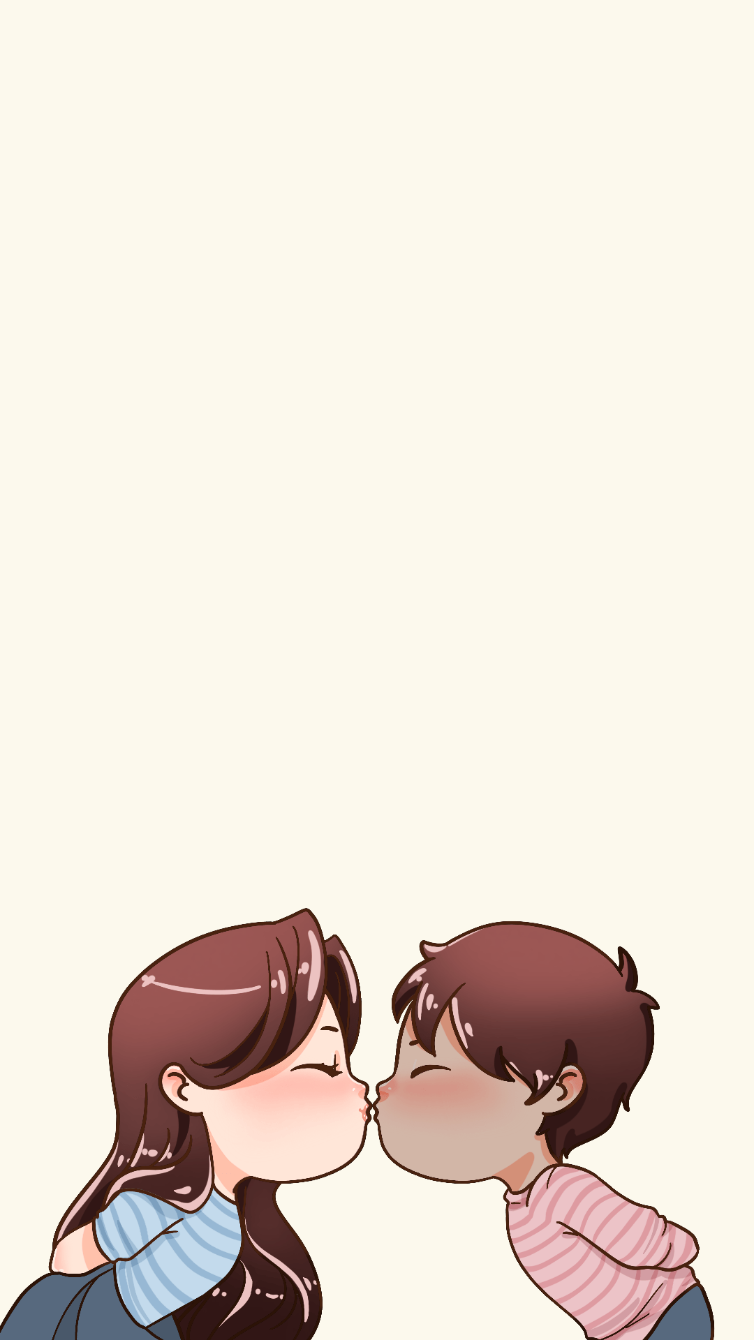 Coppia cartoon che si bacia, 1080x1920 Verticale, Mobile