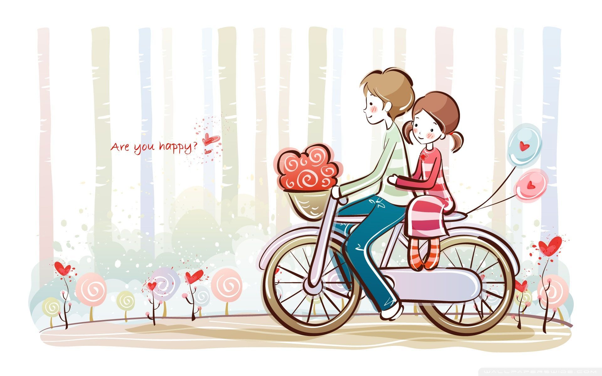 Coppia in bicicletta illustrazione, 1920x1200 Full HD+, PC