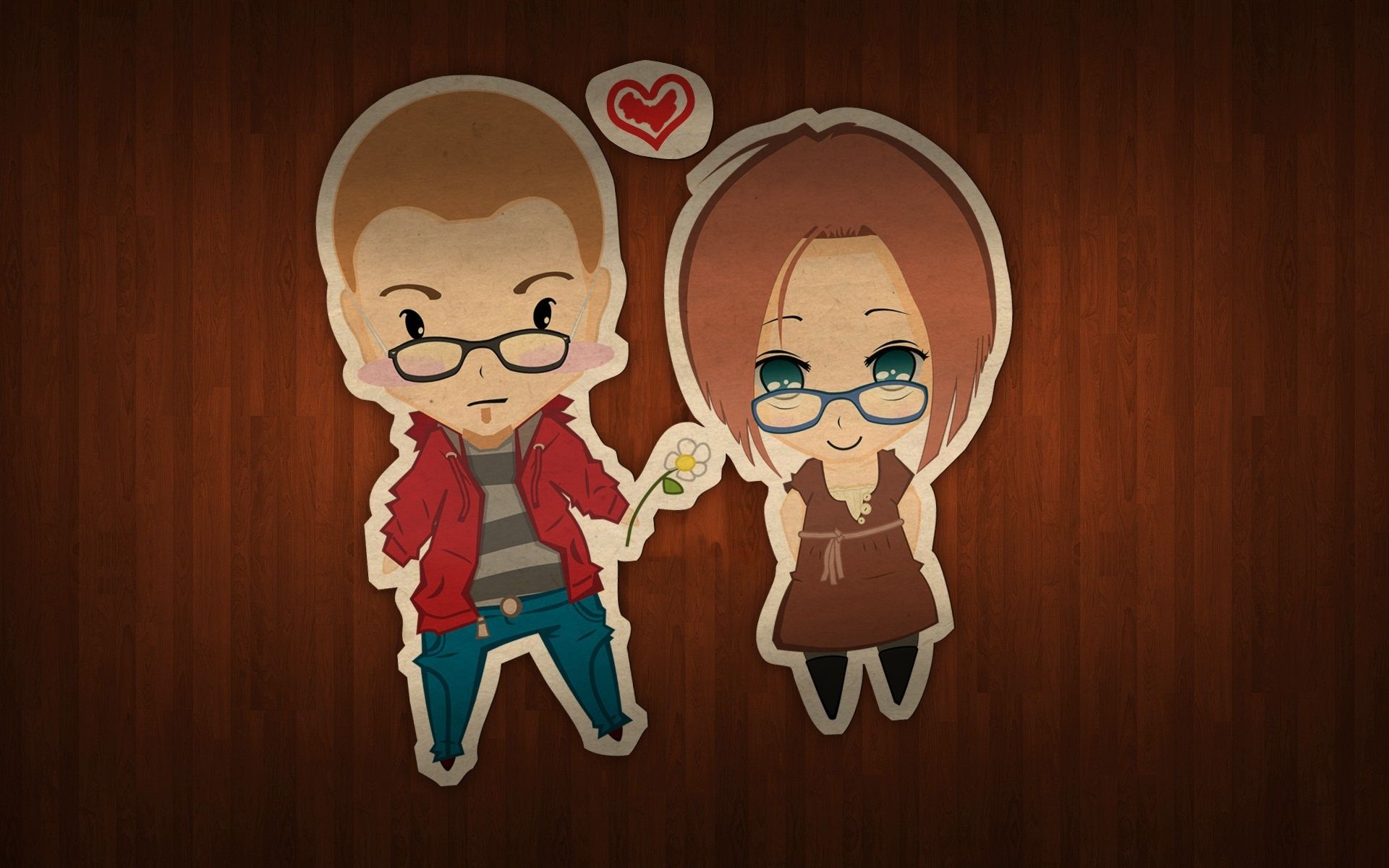 Coppia cartoon con cuore, 1920x1200 WUXGA, Laptop