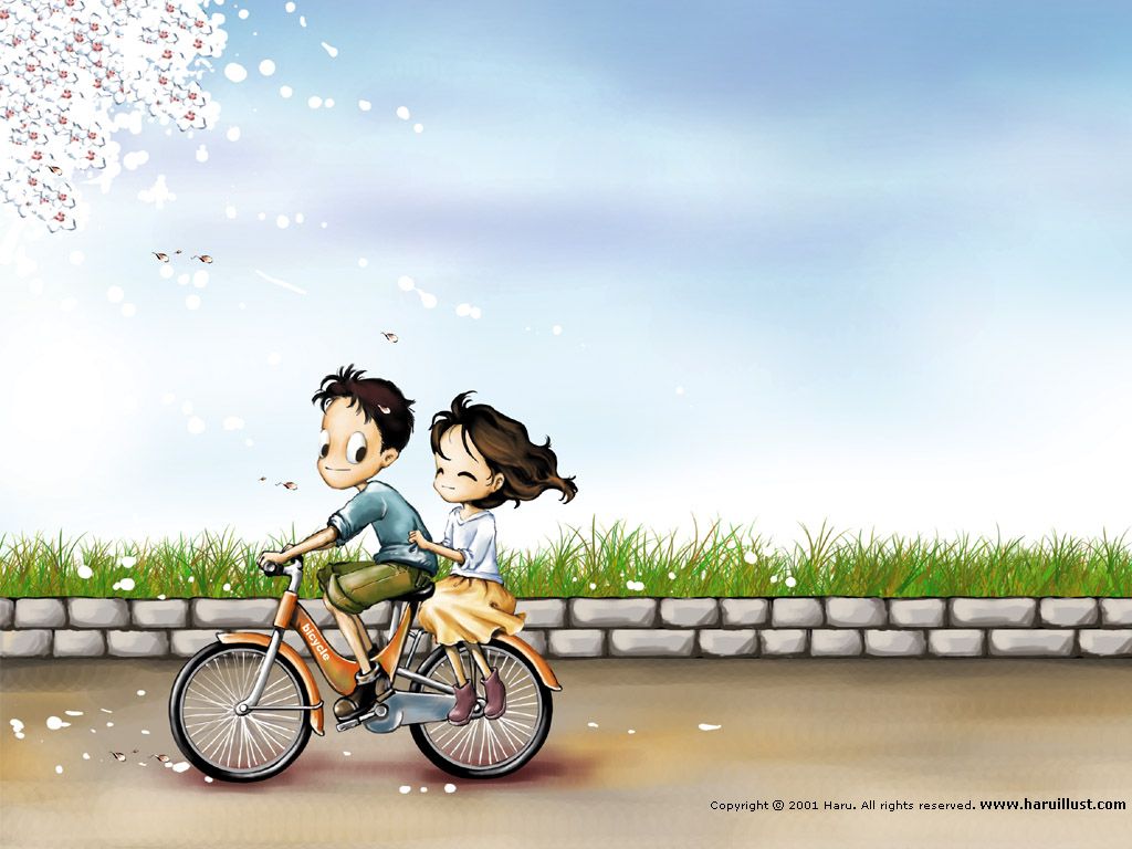 Coppia cartoon bacio panchina, 750x1334 Verticale, Telefono