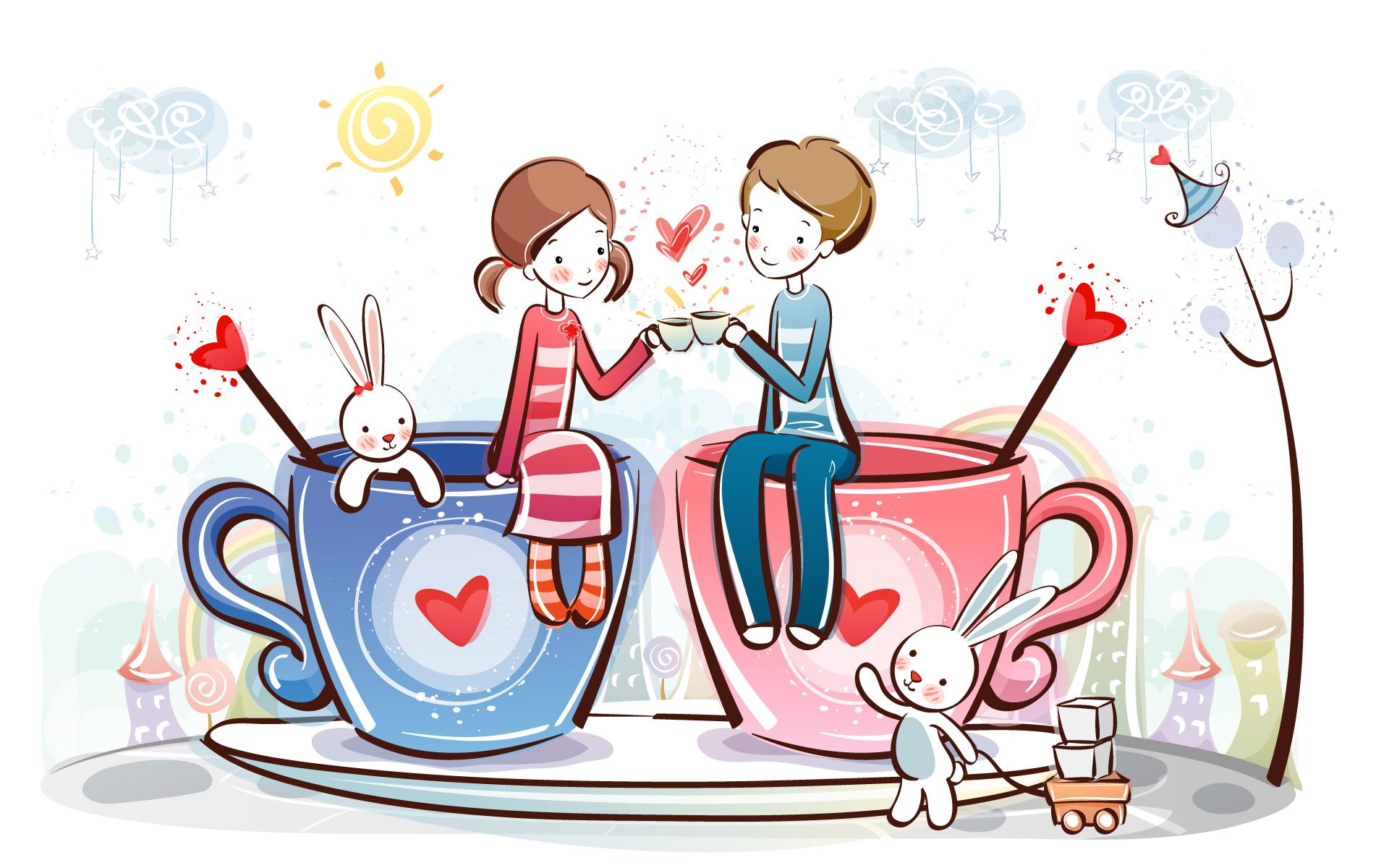 Ragazza cartoon cuore mani, 720x1280 Full HD Verticale, Smartphone