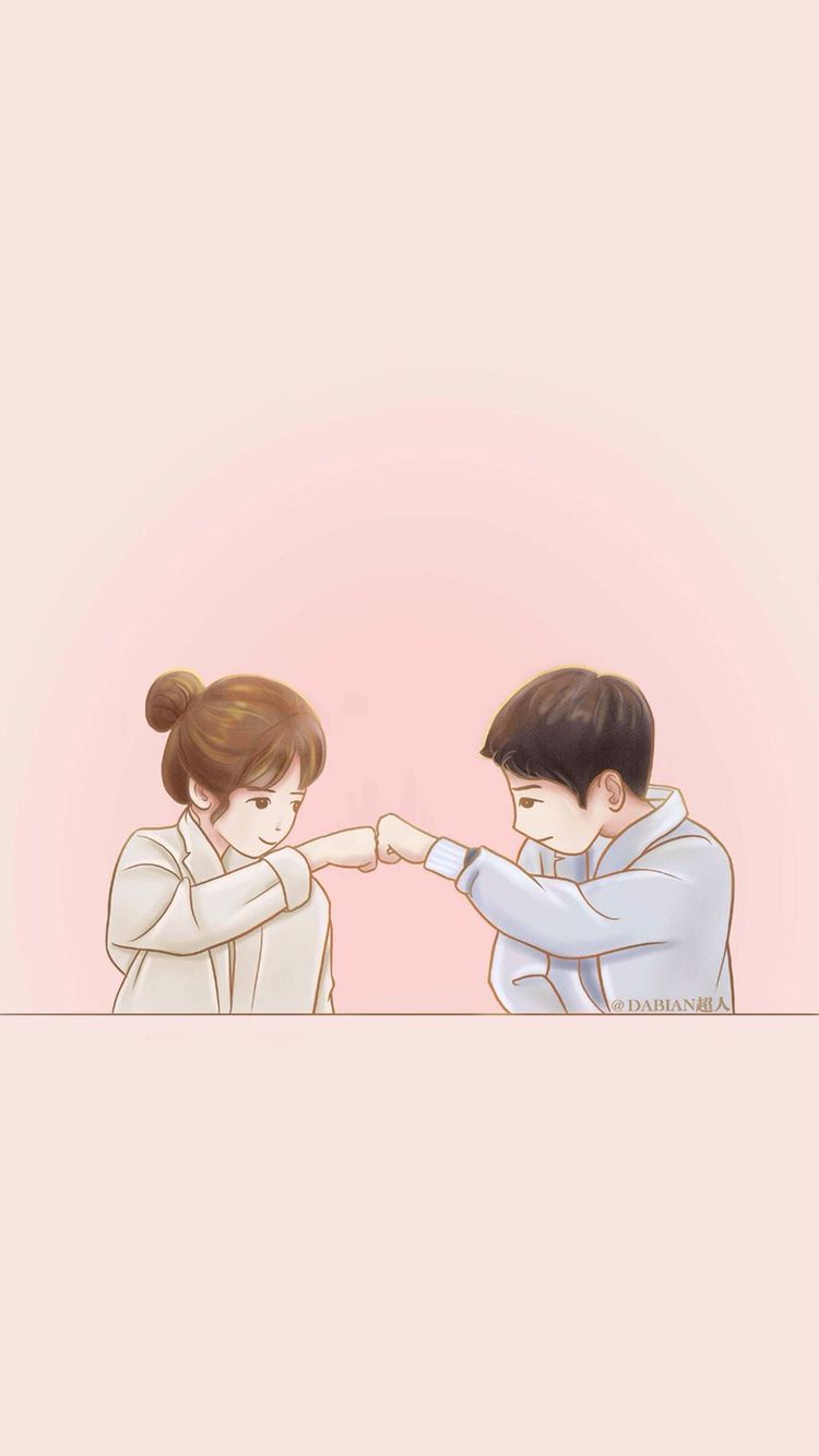 coppia cartoon coreana fist bump, 750x1334 Verticale, iPhone