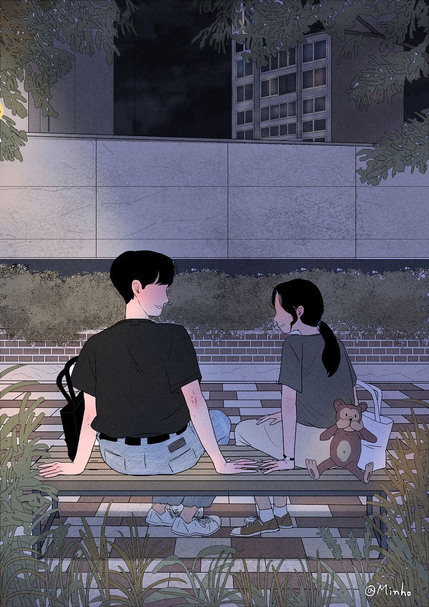 Coppia cartoon coreana autunno, 1024x768 HD, PC Desktop