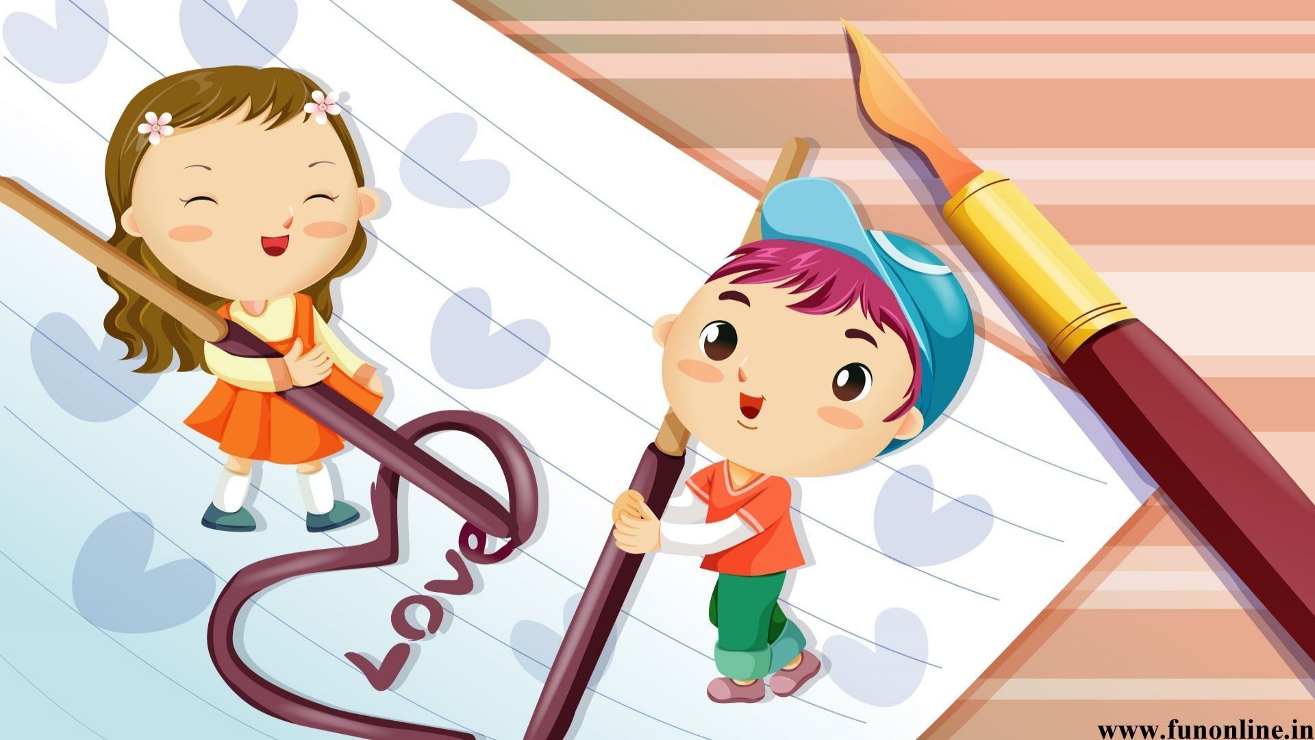 Coppia cartoon seduta con cuore, 1600x1000 HD, Desktop