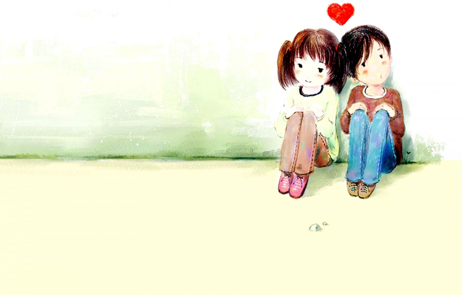 Coppia cartoon seduta cuore, 1512x966 HD, Desktop