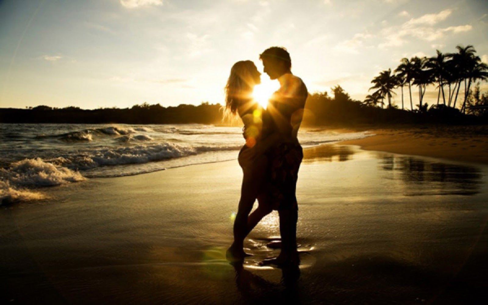 Coppia silhouette spiaggia tramonto, 1600x1000 HD Ready, Laptop