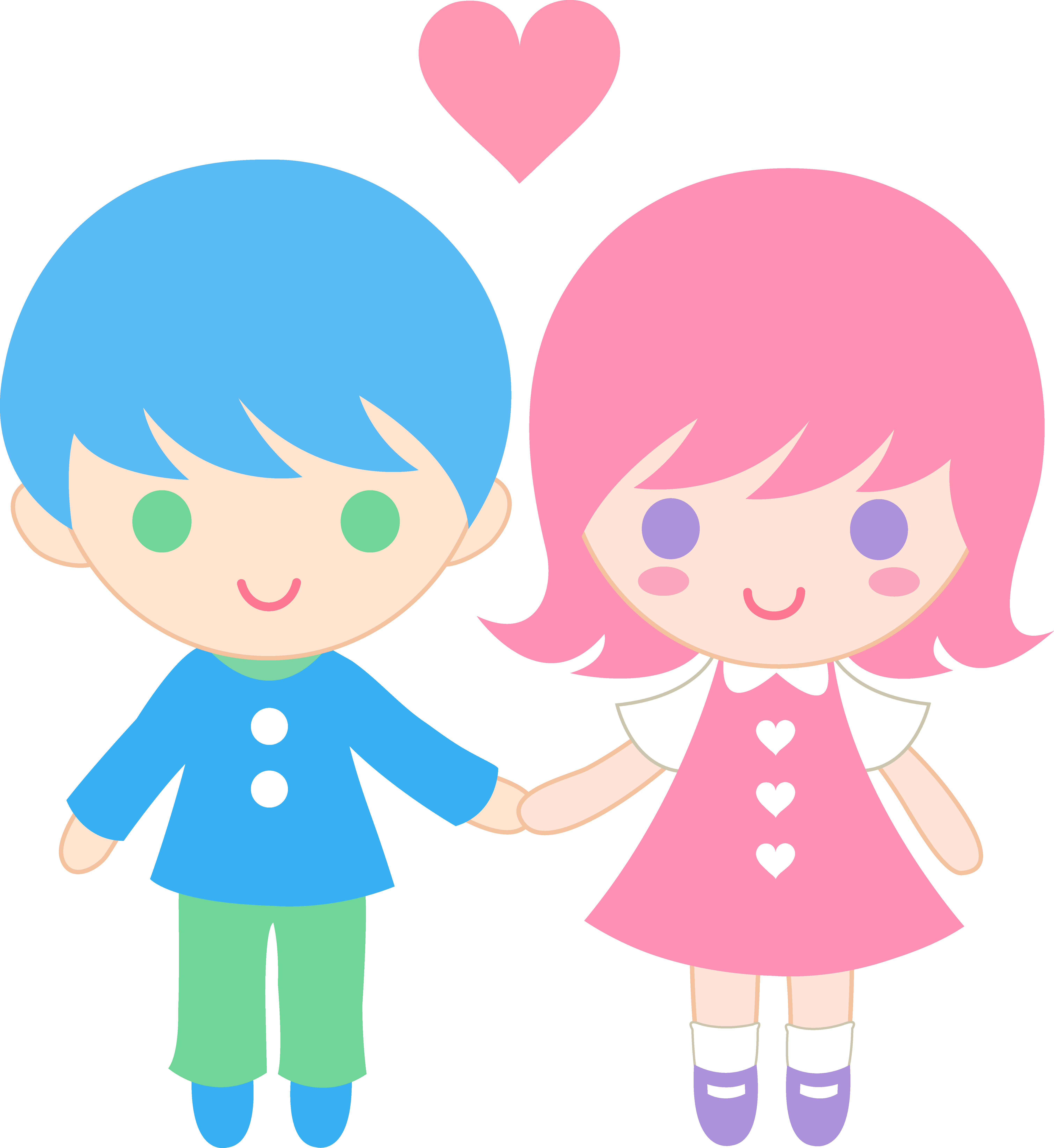 Coppia cartoon bambini innamorati, 6037x6575 Verticale, Telefono