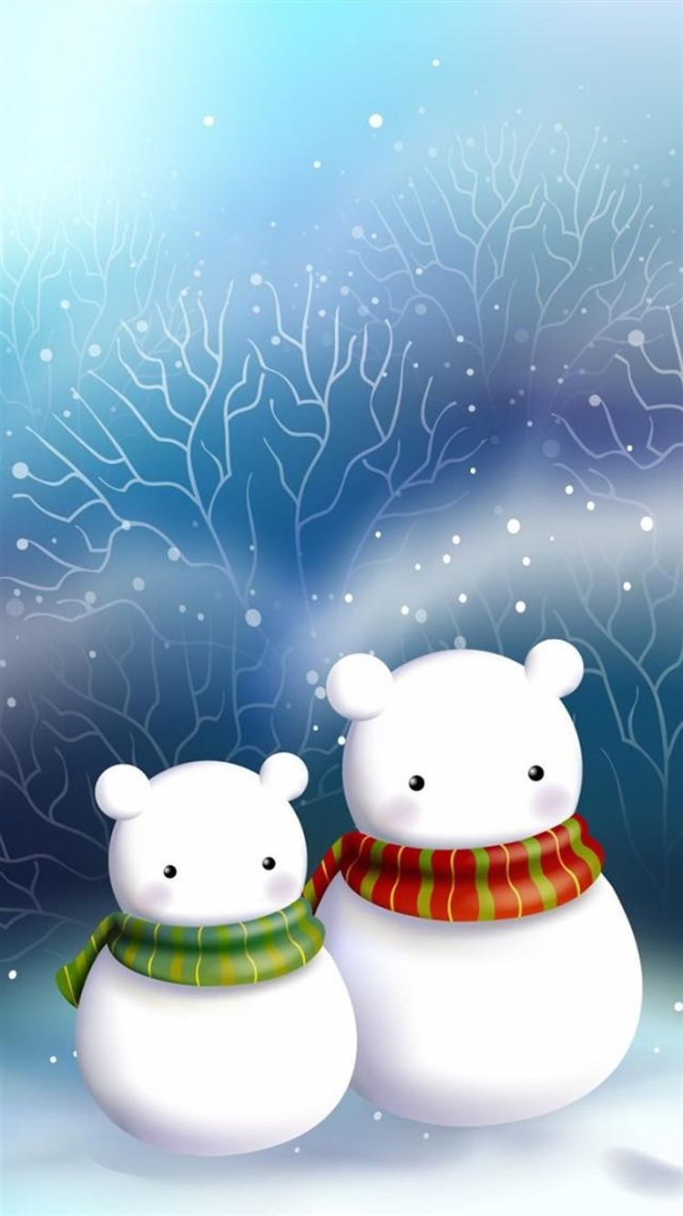 Due pupazzi di neve con sciarpe, 750x1334 Full HD Verticale, Smartphone