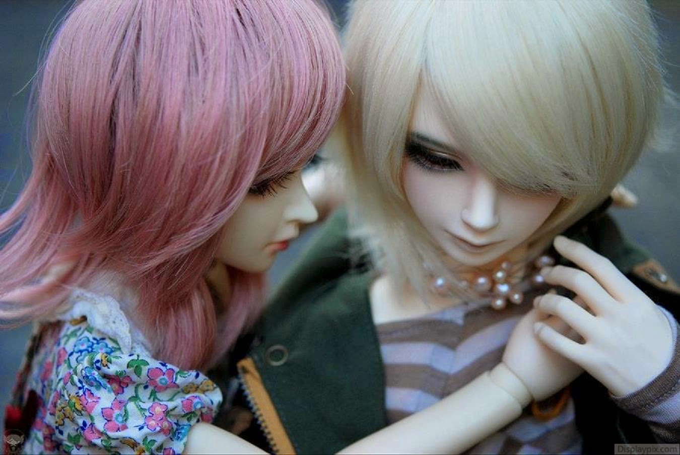 Coppia bambole BJD capelli rosa biondo, 1350x903 720p, Laptop