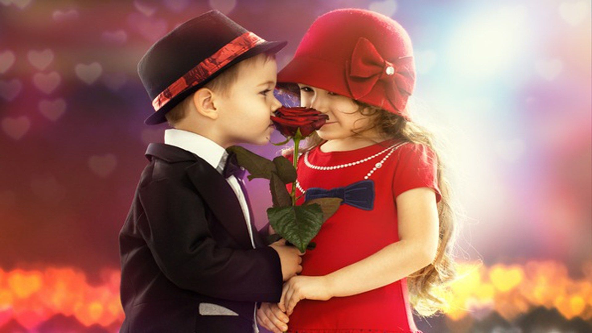 Bambini coppia rosa rossa, 1920x1080 Full HD, Laptop