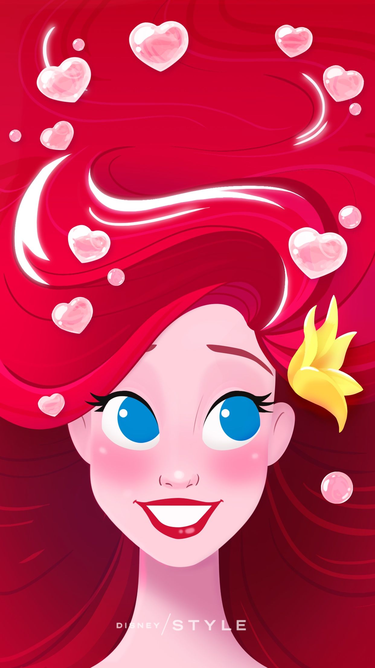 Ariel Sirenetta cuori San Valentino, 1242x2208 Full HD Verticale, iPhone