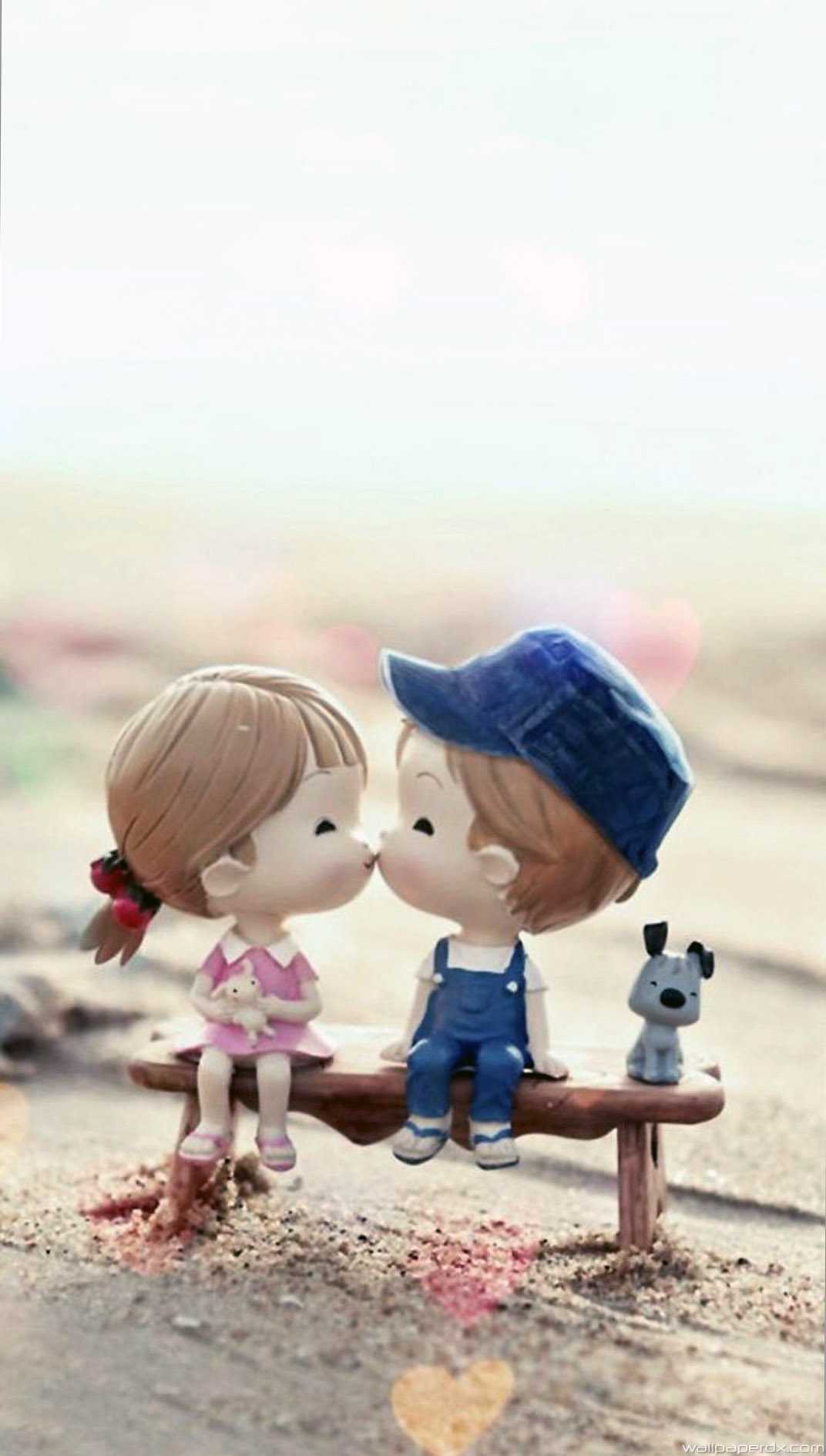 Coppia cartoon che si bacia, 1072x1890 Full HD Verticale, iPhone Air