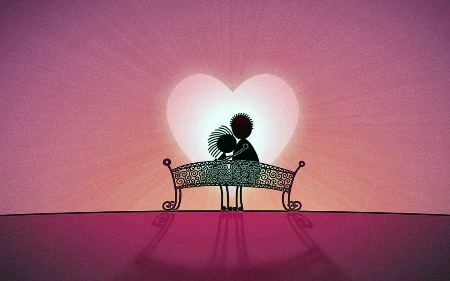 Coppia silhouette panchina cuore, 1440x900 720p, PC