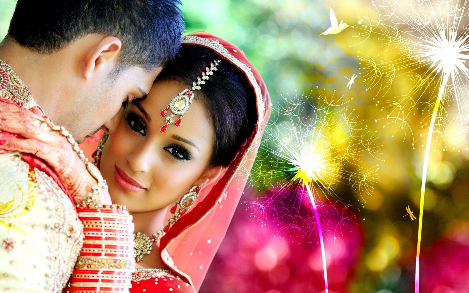 Sposi indiani in abiti tradizionali, 1920x1200 Full HD+, Laptop