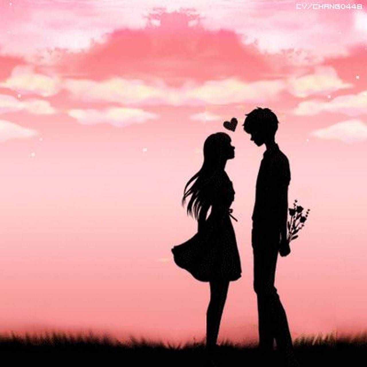 Silhouette coppia tramonto rosa, 1280x1280 HD, Desktop