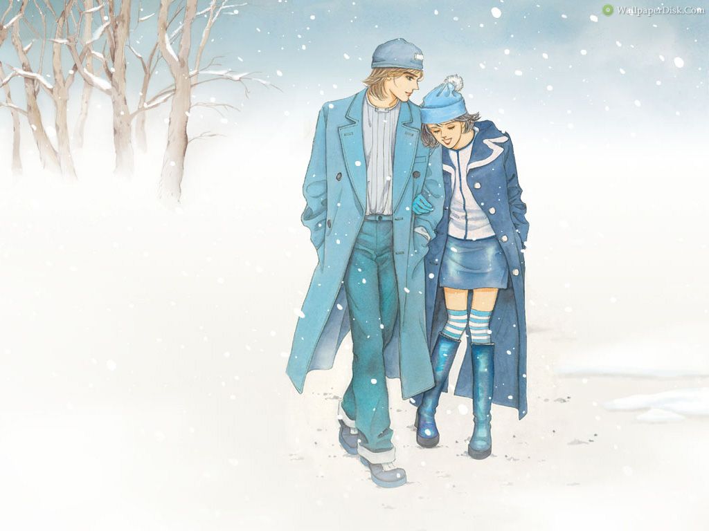 Coppia anime cammina neve, 1024x768 HD, PC Desktop