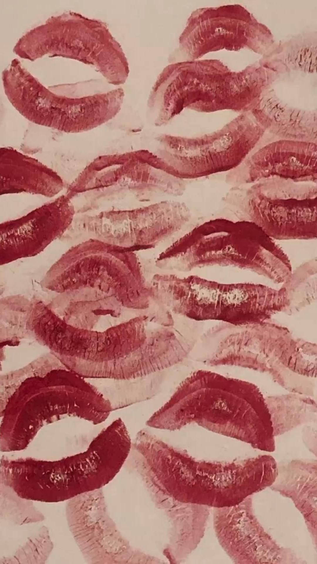 impronte labbra rossetto rosa, 1080x1920 Verticale, Telefono