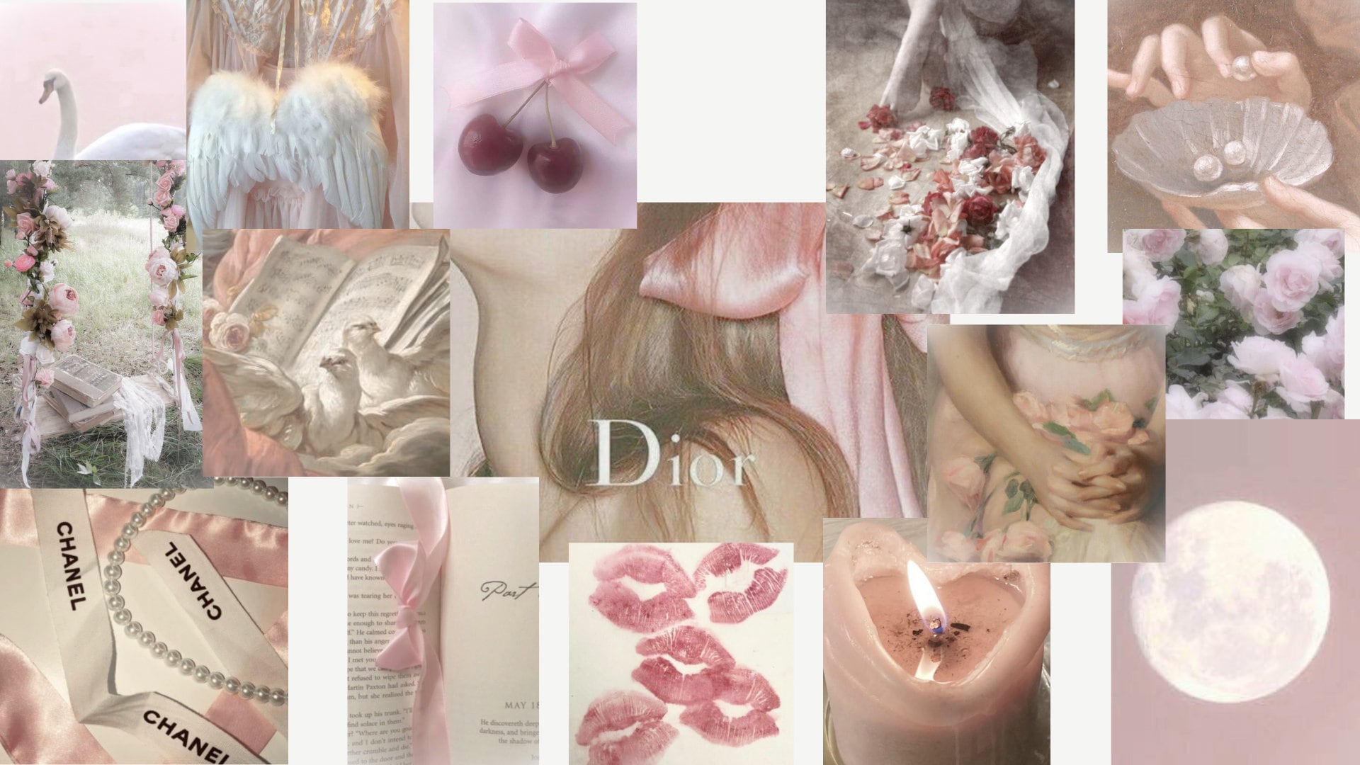 Collage rosa pastello Dior Chanel, francese, 1920x1080 Full HD, Laptop