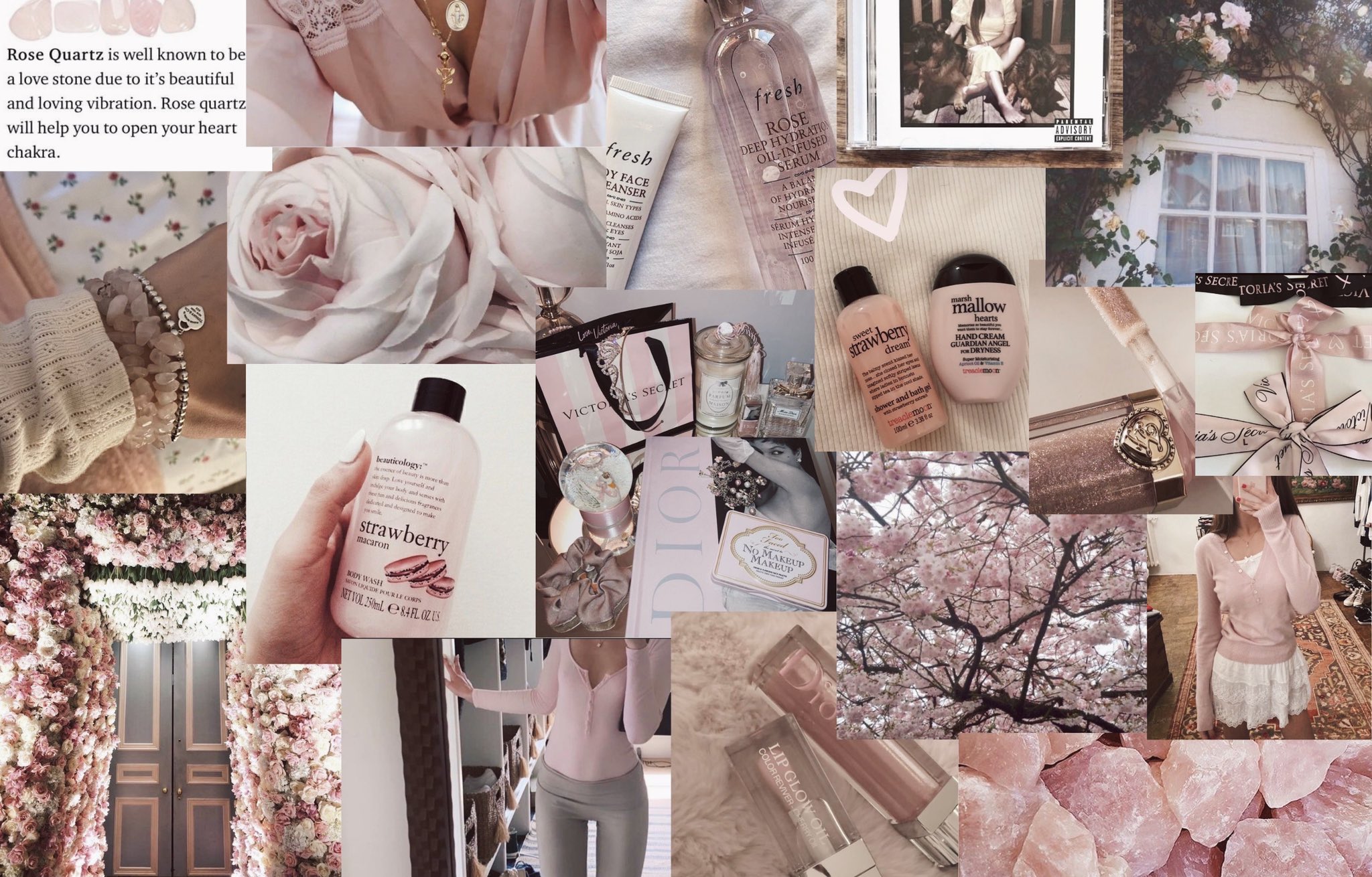 Collage rosa estetica coquette, 2048x1310 2K, Desktop