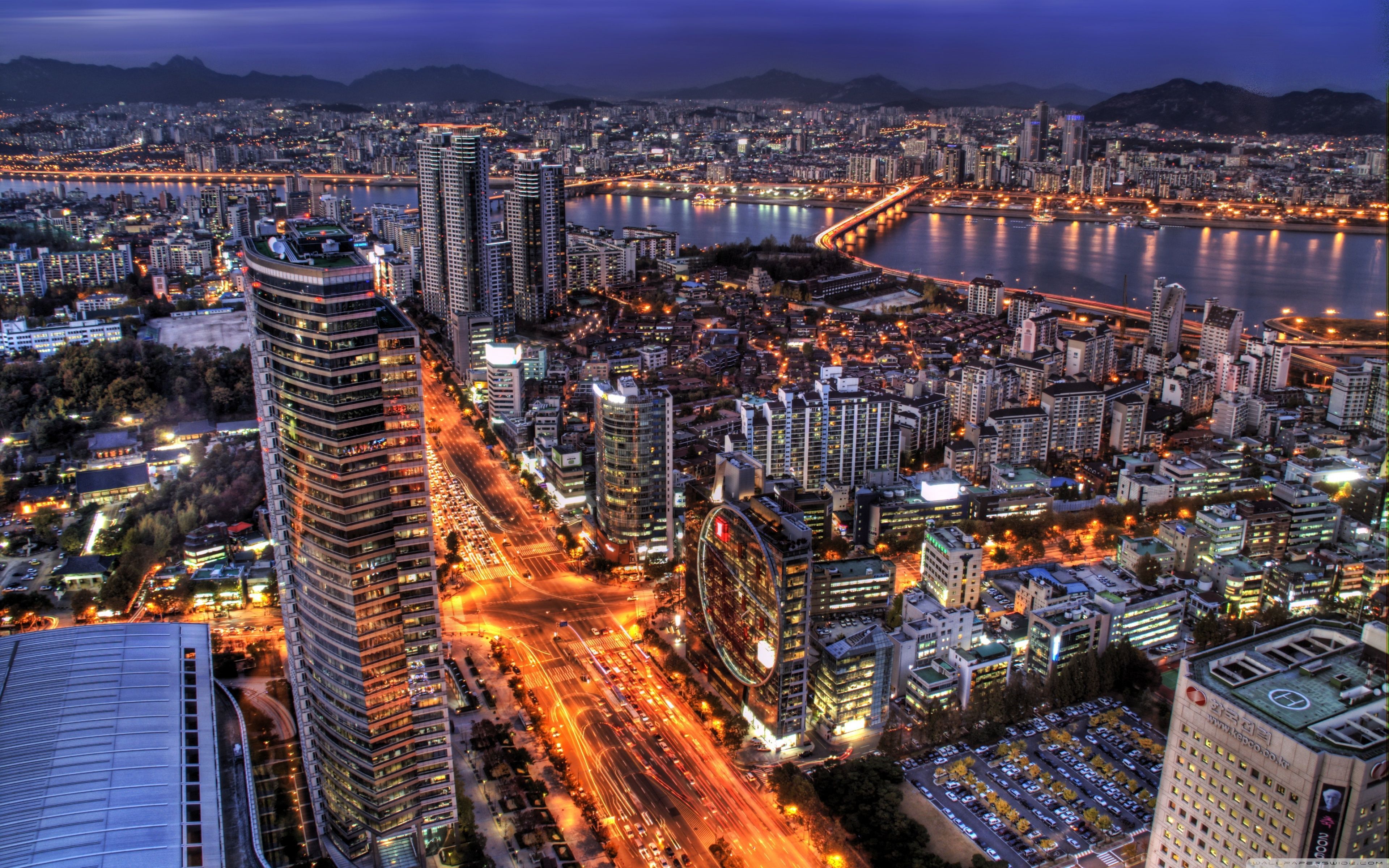 Skyline notturno di Seoul, 3840x2400 4K, Desktop 4K