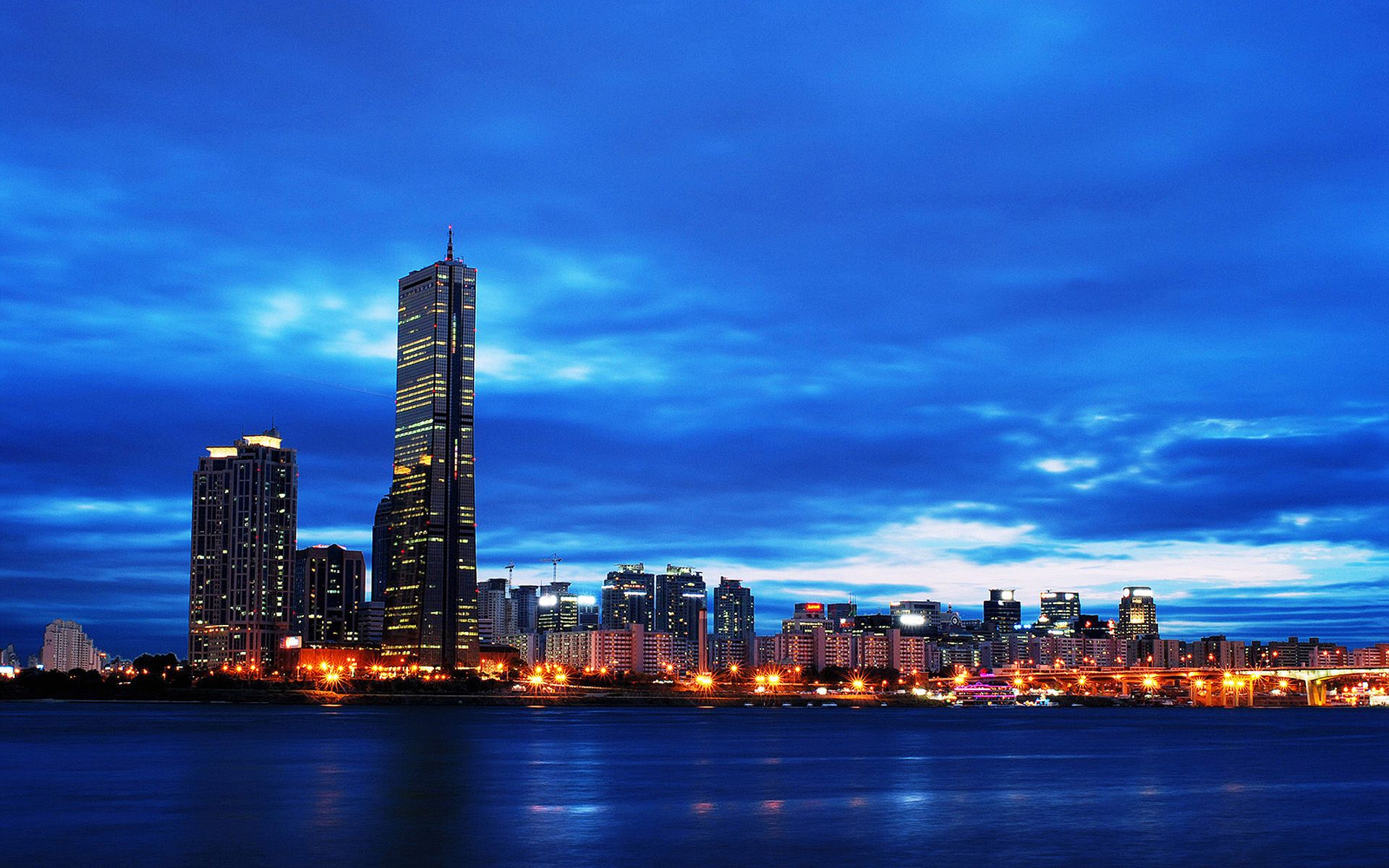 Skyline notturno città coreana, 1920x1200 Full HD+, Desktop