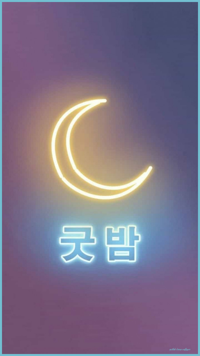 Luna neon e testo coreano, 698x1241 Full HD Verticale, iPhone