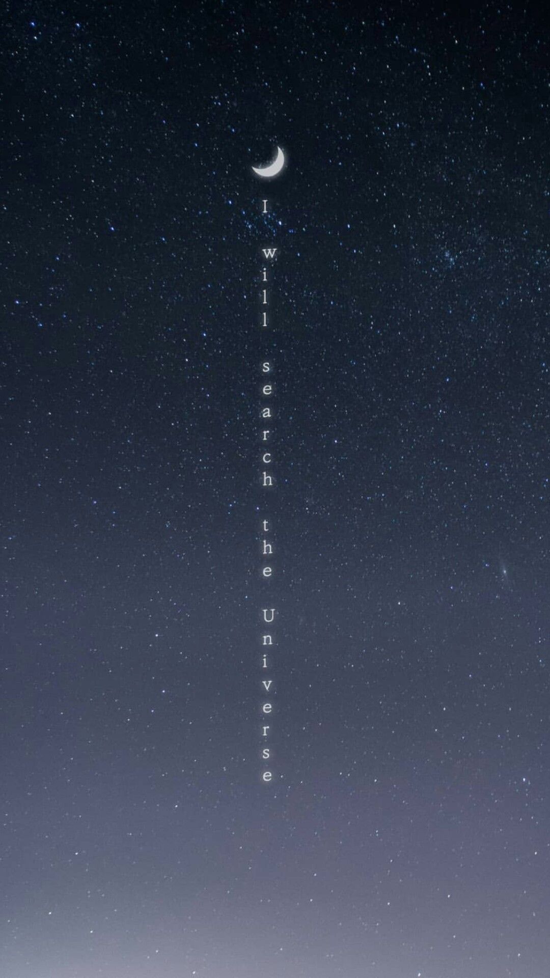 Cielo notturno con luna e testo, 1080x1920 Verticale, Samsung Galaxy