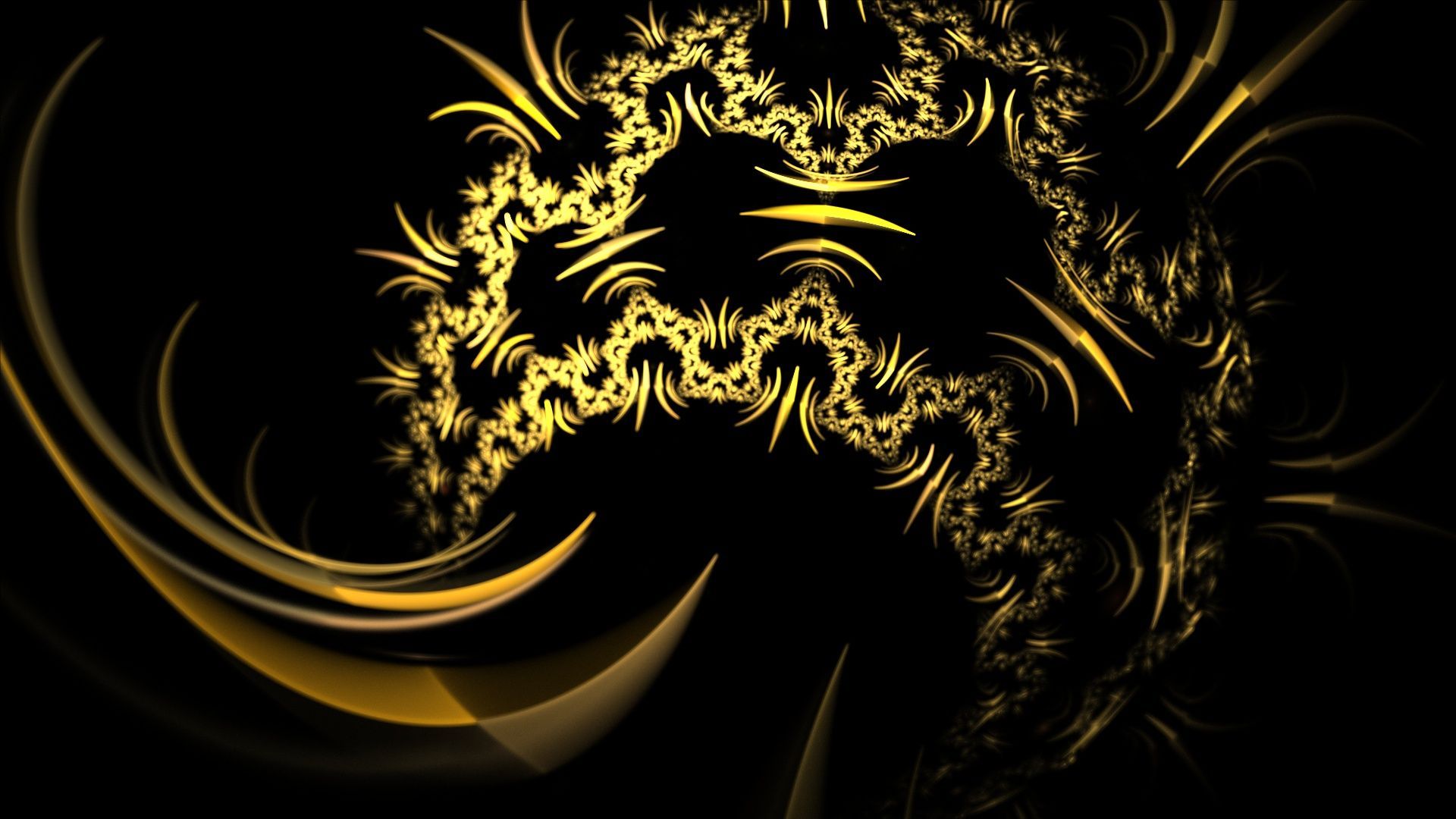 Frattale dorato astratto sfondo nero, 1920x1080 Full HD 1080p, PC Desktop