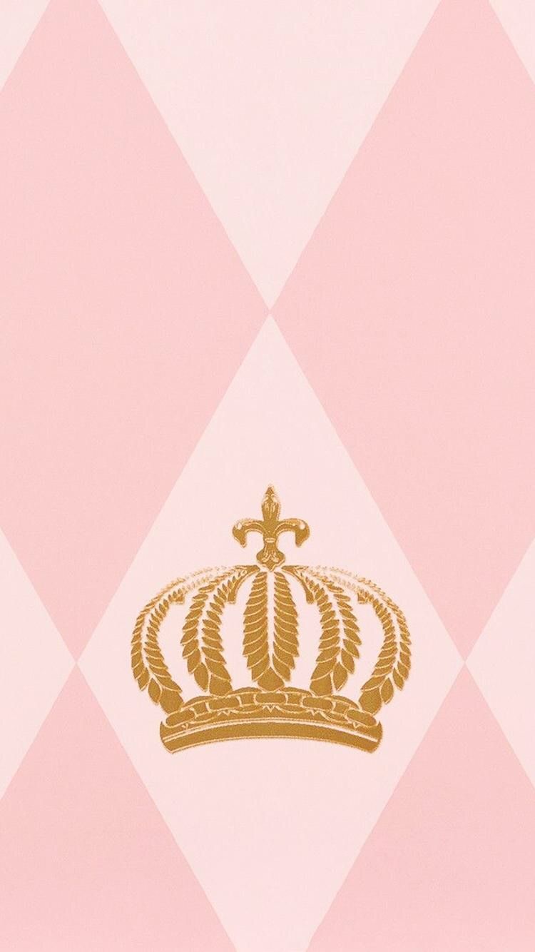 Corona dorata su rombi rosa, 750x1334 Full HD Verticale, Smartphone
