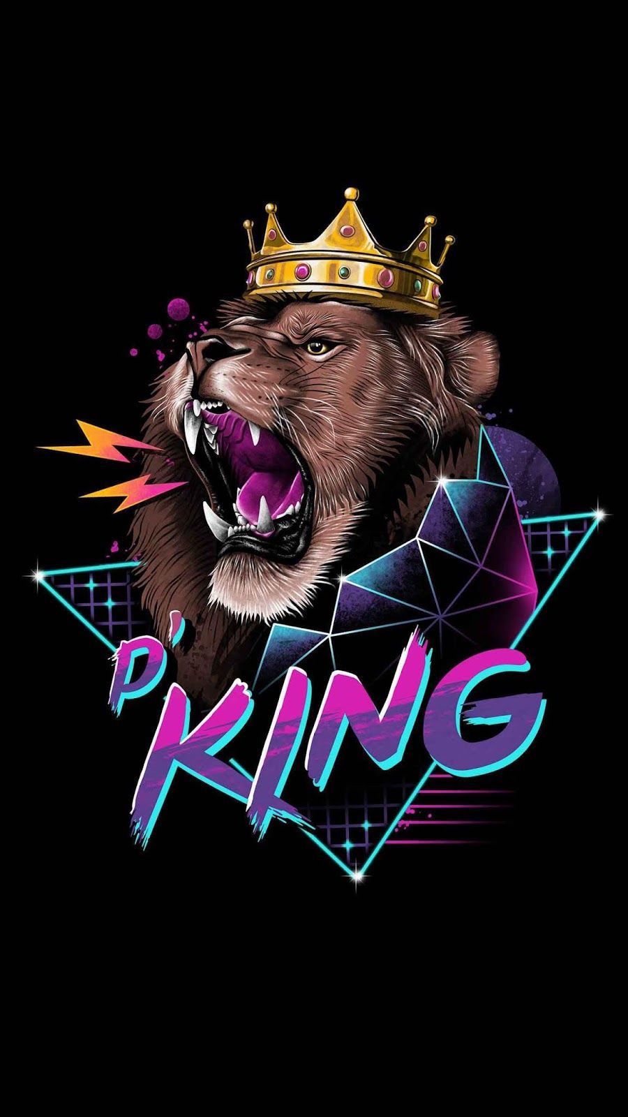 Leone con corona neon, 900x1600 Full HD Verticale, iPhone