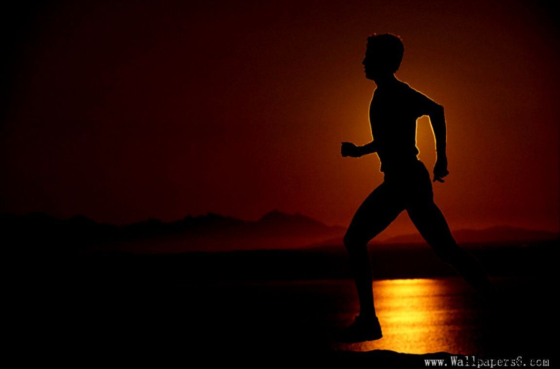 Silhouette corridore al tramonto, 1152x760 HD, Desktop