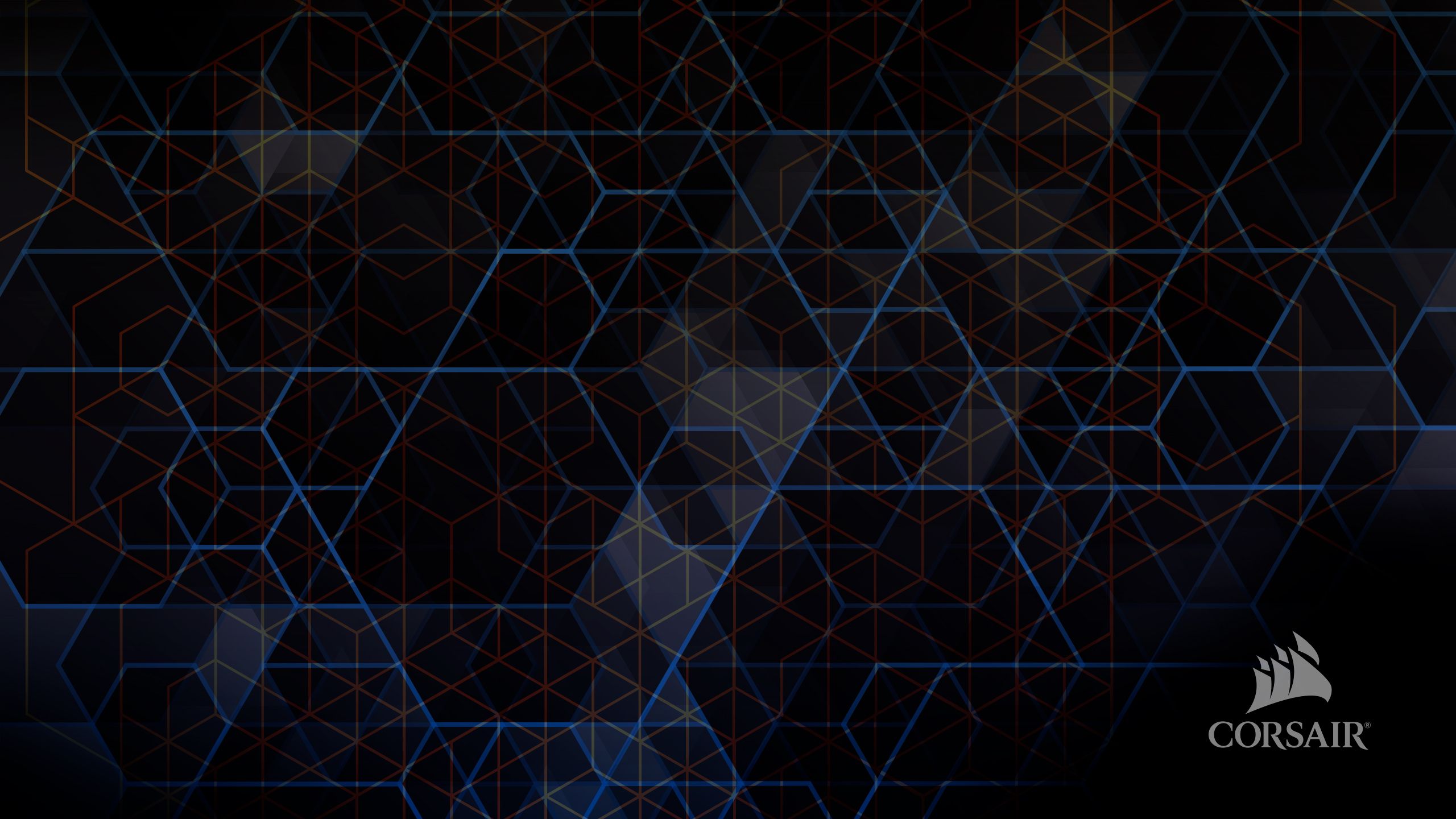 Logo Corsair sfondo esagoni nero, 2560x1440 2K QHD, PC