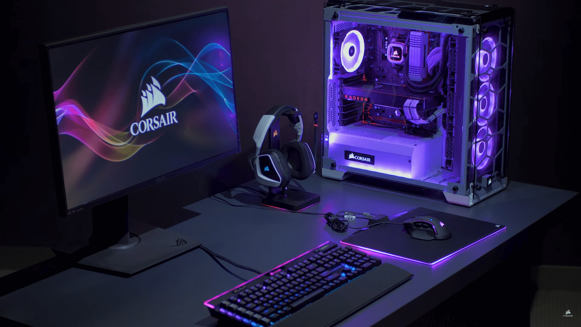 Setup gaming Corsair RGB viola, 1920x1080 1080p, Desktop
