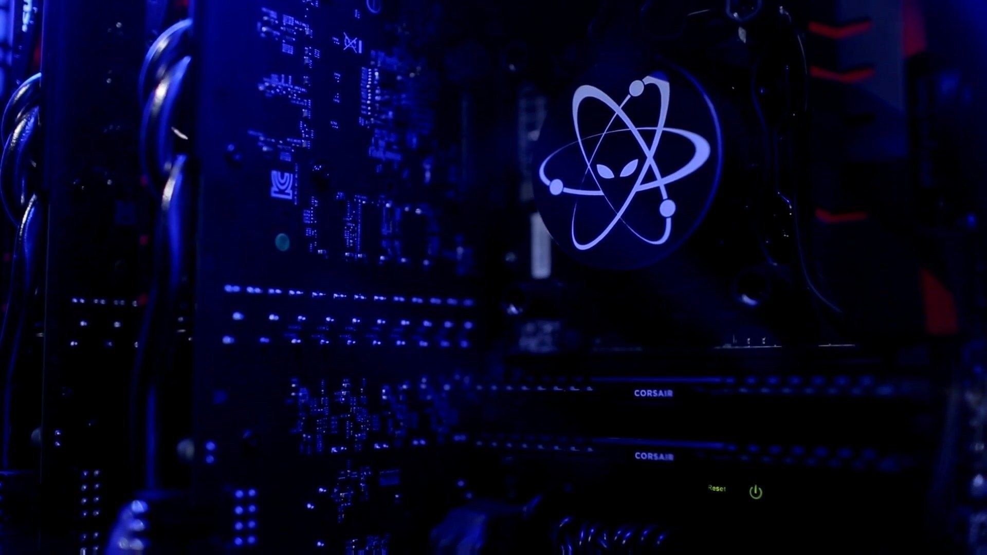 Logo Corsair blu, componenti PC, 1920x1080 1080p, Monitor Gaming