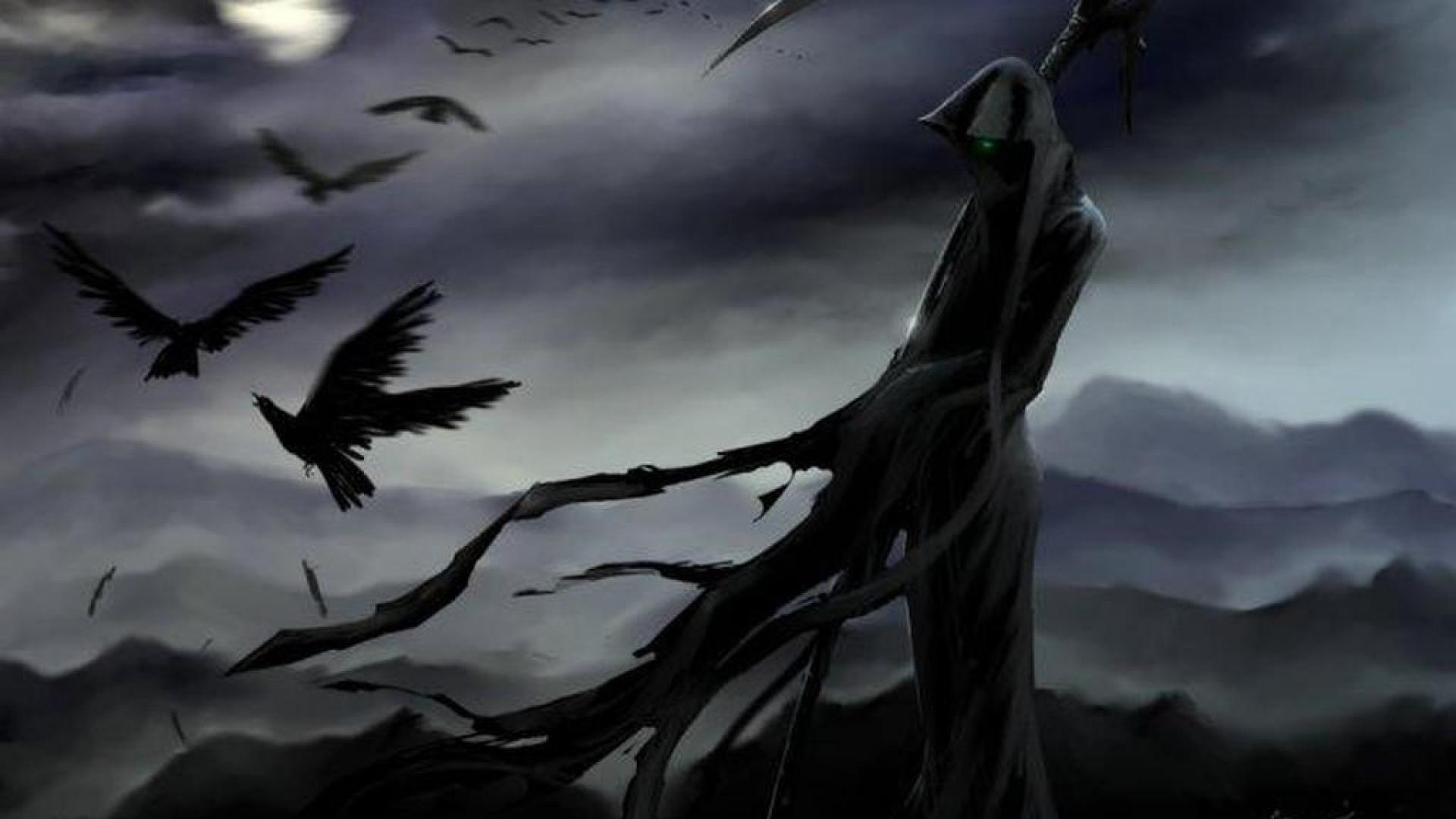 Corvi neri e figura oscura, 1920x1080 Full HD, PC