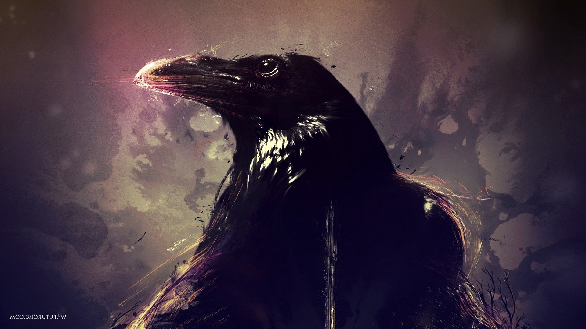 Corvo nero artistico dipinto, 1920x1080 1080p, Laptop